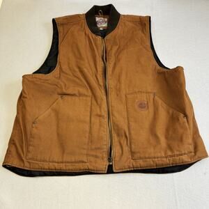 Cowboy Work Wear Vest Mens 2XL Brown Full Zip Outdoor Sleeveless Workwear Jacket